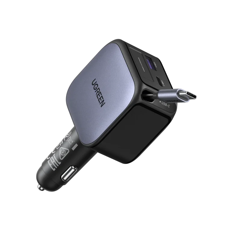 UGREEN Nexode Car Charger 60W with Retractable USB-C Cable