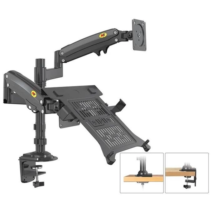 North Bayou Dual Monitor Arm and Laptop Mount With Adjustable Tray