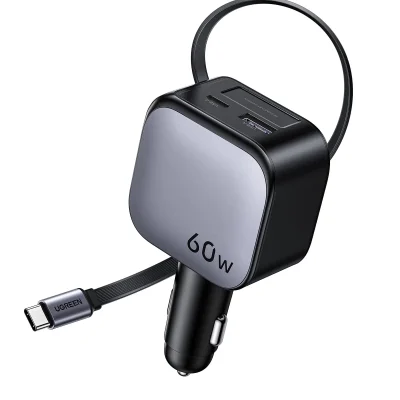UGREEN Nexode Car Charger 60W with Retractable USB-C Cable