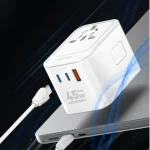 Ldnio Z8 45w Universal Gan Wall Plug Travel Adapter