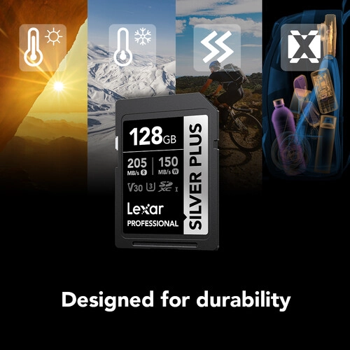 Lexar 128GB 255/180MB/S SILVER PLUS UHS-I SDXC Memory Card