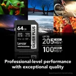 Lexar 64GB 255/135MB/S SILVER PLUS UHS-I SDXC Memory Card