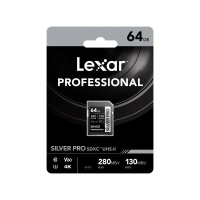 Lexar 64GB 280/130mb/s Professional SILVER PRO SDXC UHS-II Card