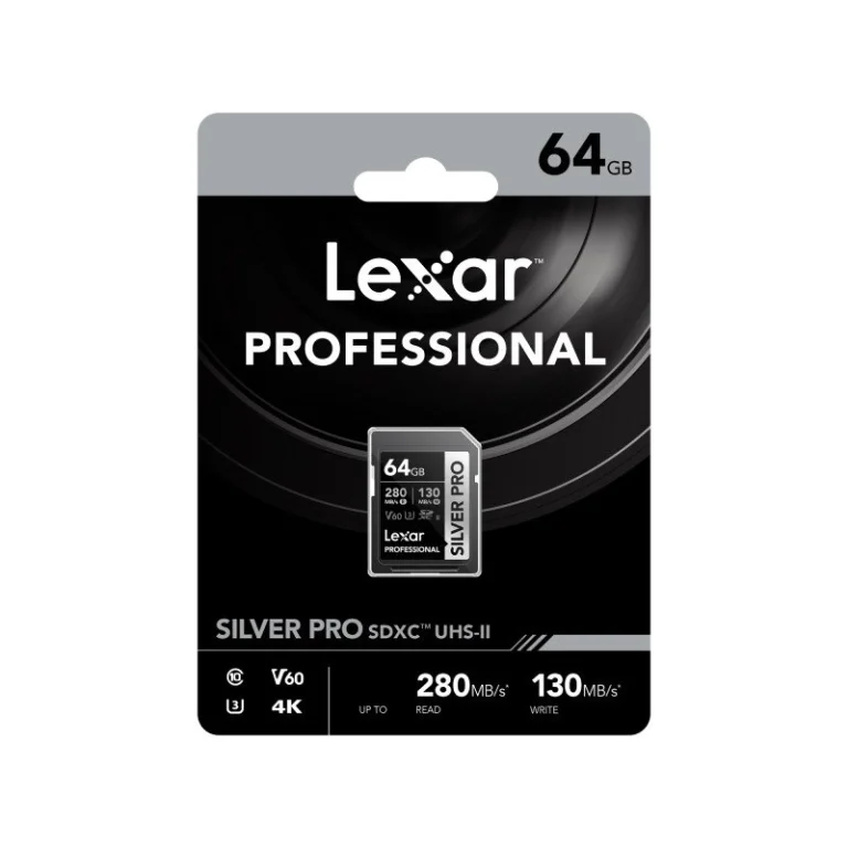 Lexar 64GB 280/130mb/s Professional SILVER PRO SDXC UHS-II Card