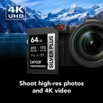 Lexar 64GB 255/135MB/S SILVER PLUS UHS-I SDXC Memory Card