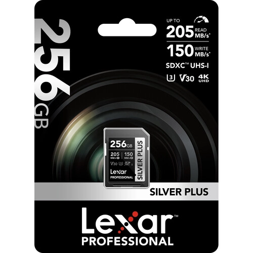 Lexar 256GB 255/180MB/S Professional SILVER PLUS UHS-I SDXC Memory Card