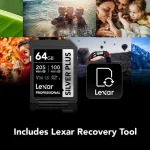 Lexar 64GB 255/135MB/S SILVER PLUS UHS-I SDXC Memory Card