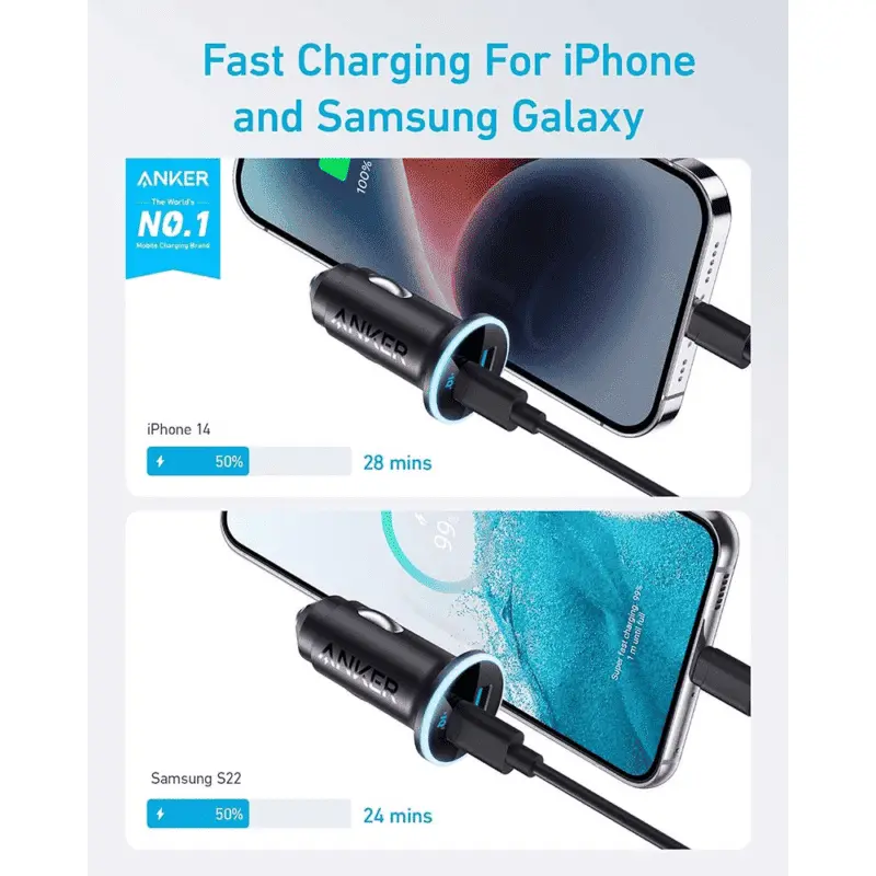 Anker 323 2-Port 52.5W (Total Output) USB-C Car Charger