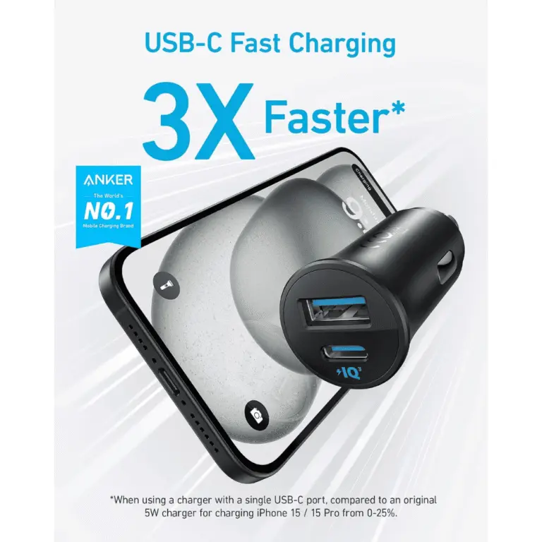 Anker 30W 2-Port USB-C and USB-A Car Charger