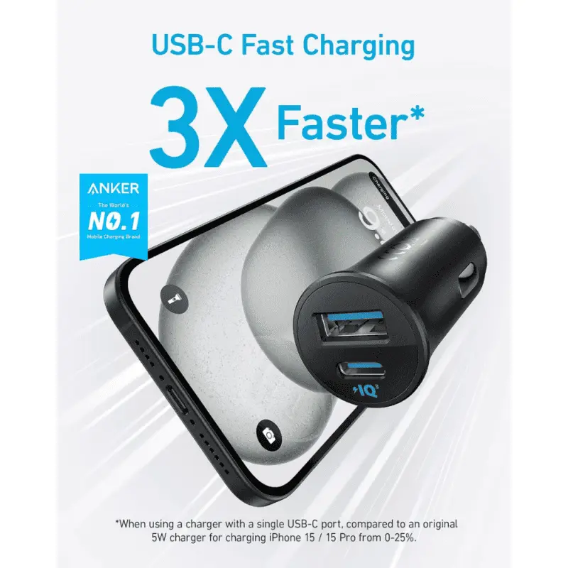 Anker 30W 2-Port USB-C and USB-A Car Charger