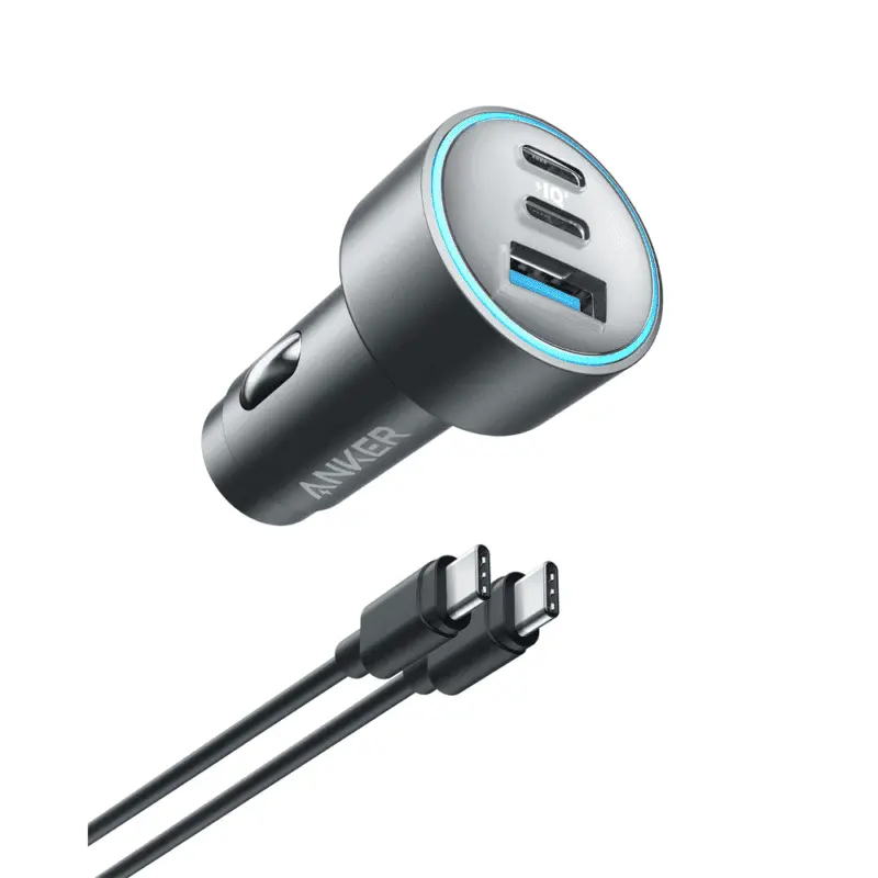 Anker 335 Car Charger, 67W, 3-Port with 2 USB-C and 1 USB-A