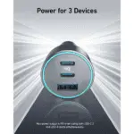 Anker 335 Car Charger, 67W, 3-Port with 2 USB-C and 1 USB-A