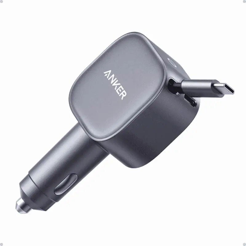 Anker Nano Car Charger (75W, USB-C Port, with Built in Retractable USB-C Cable)