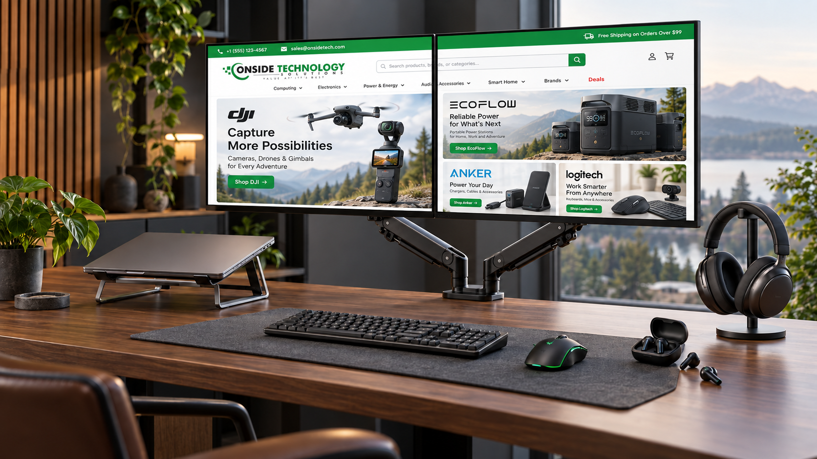 Dual Monitor Desk Setup Soundcore Headphones Accessories in Kenya