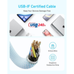 Anker Zolo USB-C to USB-C 6ft, 240W, Braided Cable